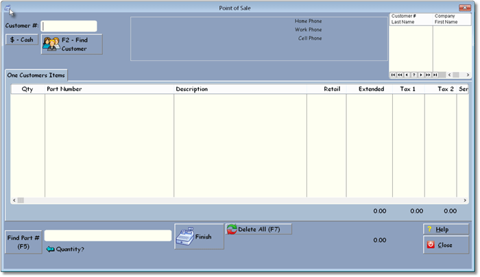 Repair order point of sale screen